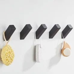 5pcs Towel Hooks Matte Black Robe Hook, Wall Mounted Modern Hooks SUS 304 Stainless Steel Heavy Duty Wall Hooks Waterproof for Bathroom Bedroom Entryway Coat Mudroom Garage