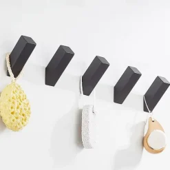 5pcs Towel Hooks Matte Black Robe Hook, Wall Mounted Modern Hooks SUS 304 Stainless Steel Heavy Duty Wall Hooks Waterproof for Bathroom Bedroom Entryway Coat Mudroom Garage