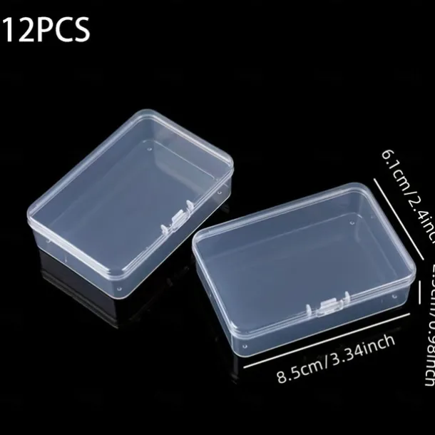 12pcs Transparent Plastic Packaging Box for Hardware Tools, Sample Display, Parts Packaging, and Card Storage - Modern Clear Storage Box with Snap Fasteners, Ideal for Crafts, Jewelry, Home, and Office Supplies