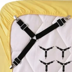 4Pcs Triangle Bed Sheet Holders Fitted Sheet Clips Adjustable Sheet Suspenders Mattress Gripper Clips for Bed Mattress Cover