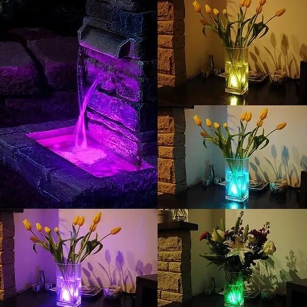 12pcs Underwater Submersible LED Pool Light Waterproof with Remote Control for Bath Tub Vase Aquarium Party Wedding Decor Battery Operated