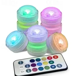12pcs Underwater Submersible LED Pool Light Waterproof with Remote Control for Bath Tub Vase Aquarium Party Wedding Decor Battery Operated