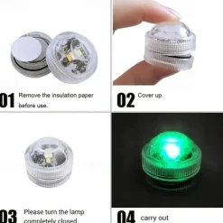 12pcs Underwater Submersible LED Pool Light Waterproof with Remote Control for Bath Tub Vase Aquarium Party Wedding Decor Battery Operated