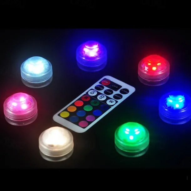 12pcs Underwater Submersible LED Pool Light Waterproof with Remote Control for Bath Tub Vase Aquarium Party Wedding Decor Battery Operated
