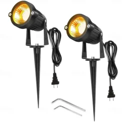 2pcs 5W Outdoor Multicolour Spotlights Waterproof LED Landscape Lights Garden Light Outdoor Lighting Pathway Lights Multicolour Spotlights with Spike Stand EU/US Plug AC85-265V