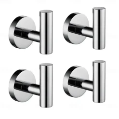 4pcs Wall Hooks for Coats,Stainless Steel Robe Hooks,Wall Mounted Coat Hooks For Bathroom,Bedroom,Kitchen(Chrome)