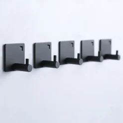 5PCS Wall Hooks for Coats,Stainless Steel Robe Hooks,Wall Mounted Coat Hooks For Bathroom,Bedroom,Kitchen(Black)