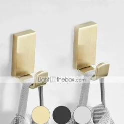 2pcs Wall Hooks for Coats,Stainless Steel Robe Hooks,Wall Mounted Coat Hooks For Bathroom,Bedroom,Kitchen(Brushed Nickel/Brushed Golden/Black)