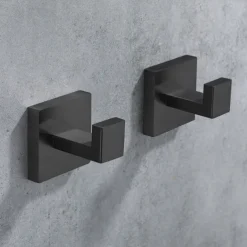 2pcs Wall Hooks for Coats,Stainless Steel Robe Hooks,Wall Mounted Coat Hooks For Bathroom,Bedroom,Kitchen(Black,Brushed Nickel,Golden)