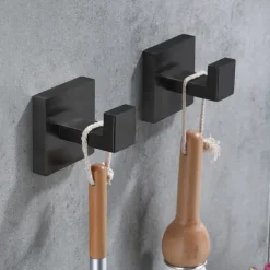 2pcs Wall Hooks for Coats,Stainless Steel Robe Hooks,Wall Mounted Coat Hooks For Bathroom,Bedroom,Kitchen(Black,Brushed Nickel,Golden)