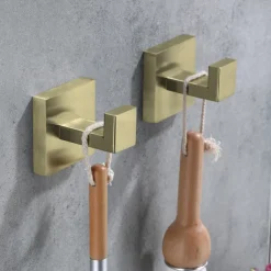 2pcs Wall Hooks for Coats,Stainless Steel Robe Hooks,Wall Mounted Coat Hooks For Bathroom,Bedroom,Kitchen(Black,Brushed Nickel,Golden)