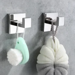 2pcs Wall Hooks for Coats,Stainless Steel Robe Hooks,Wall Mounted Coat Hooks For Bathroom,Bedroom,Kitchen(Chrome)