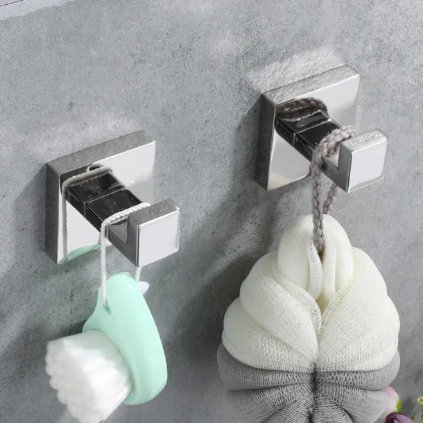 2pcs Wall Hooks for Coats,Stainless Steel Robe Hooks,Wall Mounted Coat Hooks For Bathroom,Bedroom,Kitchen(Chrome)