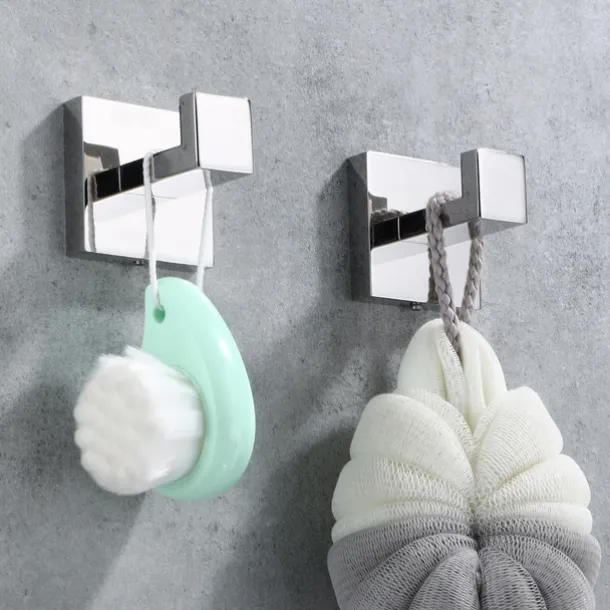 2pcs Wall Hooks for Coats,Stainless Steel Robe Hooks,Wall Mounted Coat Hooks For Bathroom,Bedroom,Kitchen(Chrome)