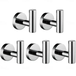 5pcs Wall Hooks for Coats,Stainless Steel Robe Hooks,Wall Mounted Coat Hooks For Bathroom,Bedroom,Kitchen(Black/Chrome/Brushen Nickel/Golden)