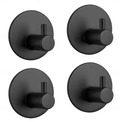 4pcs Wall Hooks Self-adhesive Durable 304 Stainless Steel Wall Hangers Waterproof Rustproof for Kitchen Bathrooms 3M