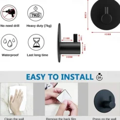 4pcs Wall Hooks Self-adhesive Durable 304 Stainless Steel Wall Hangers Waterproof Rustproof for Kitchen Bathrooms 3M