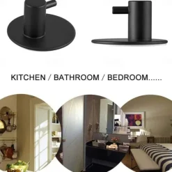 4pcs Wall Hooks Self-adhesive Durable 304 Stainless Steel Wall Hangers Waterproof Rustproof for Kitchen Bathrooms 3M