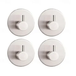 4pcs Wall Hooks Self-adhesive Durable 304 Stainless Steel Wall Hangers Waterproof Rustproof for Kitchen Bathrooms 3M