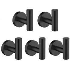 5pcs Wall Hooks Wall Mounted for CoatsStainless Steel Robe Hooks for BathroomBedroomKitchen