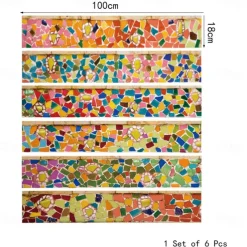 6pcs Wall Tile Stickers, Removable Stair Stickers, Self-Adhesive Step Ceramic Tiles, PVC Stair Wallpaper Stickers, Vinyl Staircase Home Decoration Size : 18x100cm