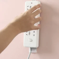 6pcs Wall-Mounted Holder Punch-Free Plug Fixer Self-Adhesive Socket Fixer Seamless Power Strip Holder Home Cable Wire Organizer Racks