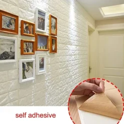 5pcs Wallpaper 3D Brick Self-Adhesive Wall Panels White Modern Waterproof Stone Look Wallpaper Foam Wall Sticker for Bathroom Bedroom Living Room Balcony Kitchen