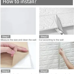 5pcs Wallpaper 3D Brick Self-Adhesive Wall Panels White Modern Waterproof Stone Look Wallpaper Foam Wall Sticker for Bathroom Bedroom Living Room Balcony Kitchen