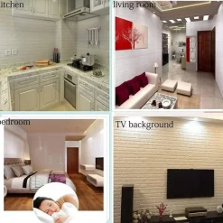 5pcs Wallpaper 3D Brick Self-Adhesive Wall Panels White Modern Waterproof Stone Look Wallpaper Foam Wall Sticker for Bathroom Bedroom Living Room Balcony Kitchen