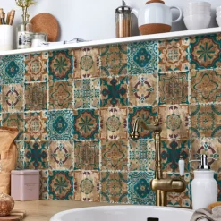 24/48pcs Waterproof Creative Industrial Style Kitchen Bathroom Living Room Self-adhesive Wall Stickers Waterproof Tile Stickers