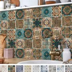 24/48pcs Waterproof Creative Industrial Style Kitchen Bathroom Living Room Self-adhesive Wall Stickers Waterproof Tile Stickers