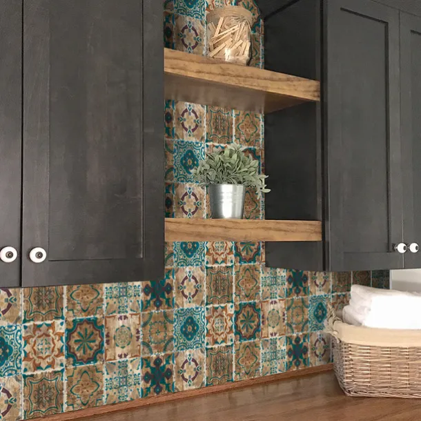 24/48pcs Waterproof Creative Industrial Style Kitchen Bathroom Living Room Self-adhesive Wall Stickers Waterproof Tile Stickers