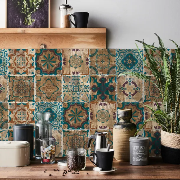 24/48pcs Waterproof Creative Industrial Style Kitchen Bathroom Living Room Self-adhesive Wall Stickers Waterproof Tile Stickers