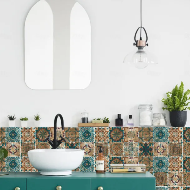 24/48pcs Waterproof Creative Industrial Style Kitchen Bathroom Living Room Self-adhesive Wall Stickers Waterproof Tile Stickers