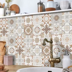 24/48pcs Waterproof Creative Industrial Style Kitchen Bathroom Living Room Self-adhesive Wall Stickers Waterproof Tile Stickers