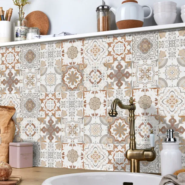 24/48pcs Waterproof Creative Industrial Style Kitchen Bathroom Living Room Self-adhesive Wall Stickers Waterproof Tile Stickers