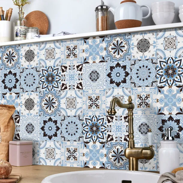 24/48pcs Waterproof Creative Industrial Style Kitchen Bathroom Living Room Self-adhesive Wall Stickers Waterproof Tile Stickers