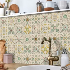 24/48pcs Waterproof Creative Industrial Style Kitchen Bathroom Living Room Self-adhesive Wall Stickers Waterproof Tile Stickers