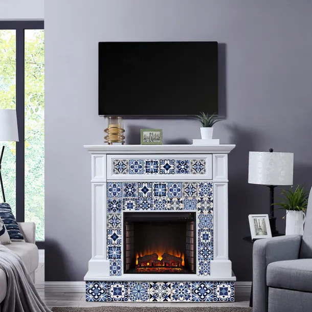 24/48pcs Waterproof Creative Kitchen Bathroom Living Room Self-adhesive Wall Stickers Waterproof Fashion Blue Nordic Tile Stickers