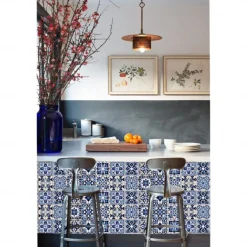 24/48pcs Waterproof Creative Kitchen Bathroom Living Room Self-adhesive Wall Stickers Waterproof Fashion Blue Nordic Tile Stickers