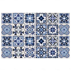 24/48pcs Waterproof Creative Kitchen Bathroom Living Room Self-adhesive Wall Stickers Waterproof Fashion Blue Nordic Tile Stickers