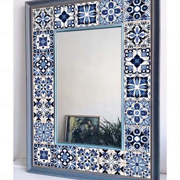 24/48pcs Waterproof Creative Kitchen Bathroom Living Room Self-adhesive Wall Stickers Waterproof Fashion Blue Nordic Tile Stickers