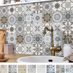 24/48pcs Waterproof Creative Kitchen Bathroom Living Room Self-adhesive Wall Stickers Waterproof Fashion Gray Tile Stickers