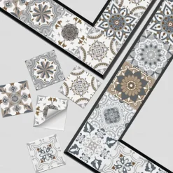 24/48pcs Waterproof Creative Kitchen Bathroom Living Room Self-adhesive Wall Stickers Waterproof Fashion Gray Tile Stickers