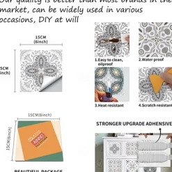 24/48pcs Waterproof Creative Kitchen Bathroom Living Room Self-adhesive Wall Stickers Waterproof Fashion Gray Tile Stickers