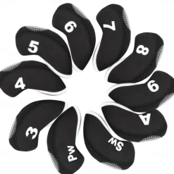 10pcs Waterproof Golf Club Head Cover Portable Wedge Iron Protective Head Cover Neoprene Golf Iron Covers Rubber with 3 Colors Option Fit Most Irons