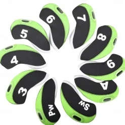 10pcs Waterproof Golf Club Head Cover Portable Wedge Iron Protective Head Cover Neoprene Golf Iron Covers Rubber with 3 Colors Option Fit Most Irons