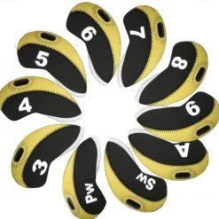 10pcs Waterproof Golf Club Head Cover Portable Wedge Iron Protective Head Cover Neoprene Golf Iron Covers Rubber with 3 Colors Option Fit Most Irons