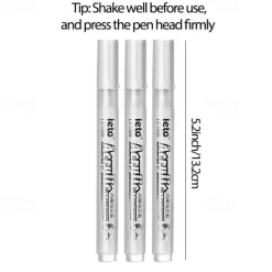3pcs White Acrylic Marker Pen Mark Modification Drawing Coloring Pen For Students Drawing Record Taking Notes School Office