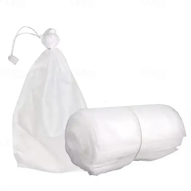 100pcs White Fruit Protection Bags 30x20cm/11.8x7.9 inch Fruit Cover Mesh Bag with Drawstring Protecting Vegetables and Fruits from Birds and Pests Non-woven Cloth Strawberry Grape Grow Bags Antifr